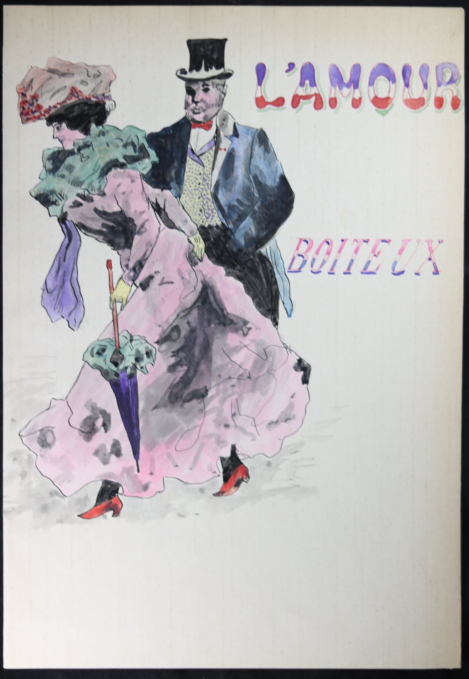 Dessin Belle Époque deux amoureux de 'Haute Société'