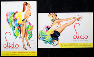 Deux cartes postales Cabaret Lido Paris, signé Brenot