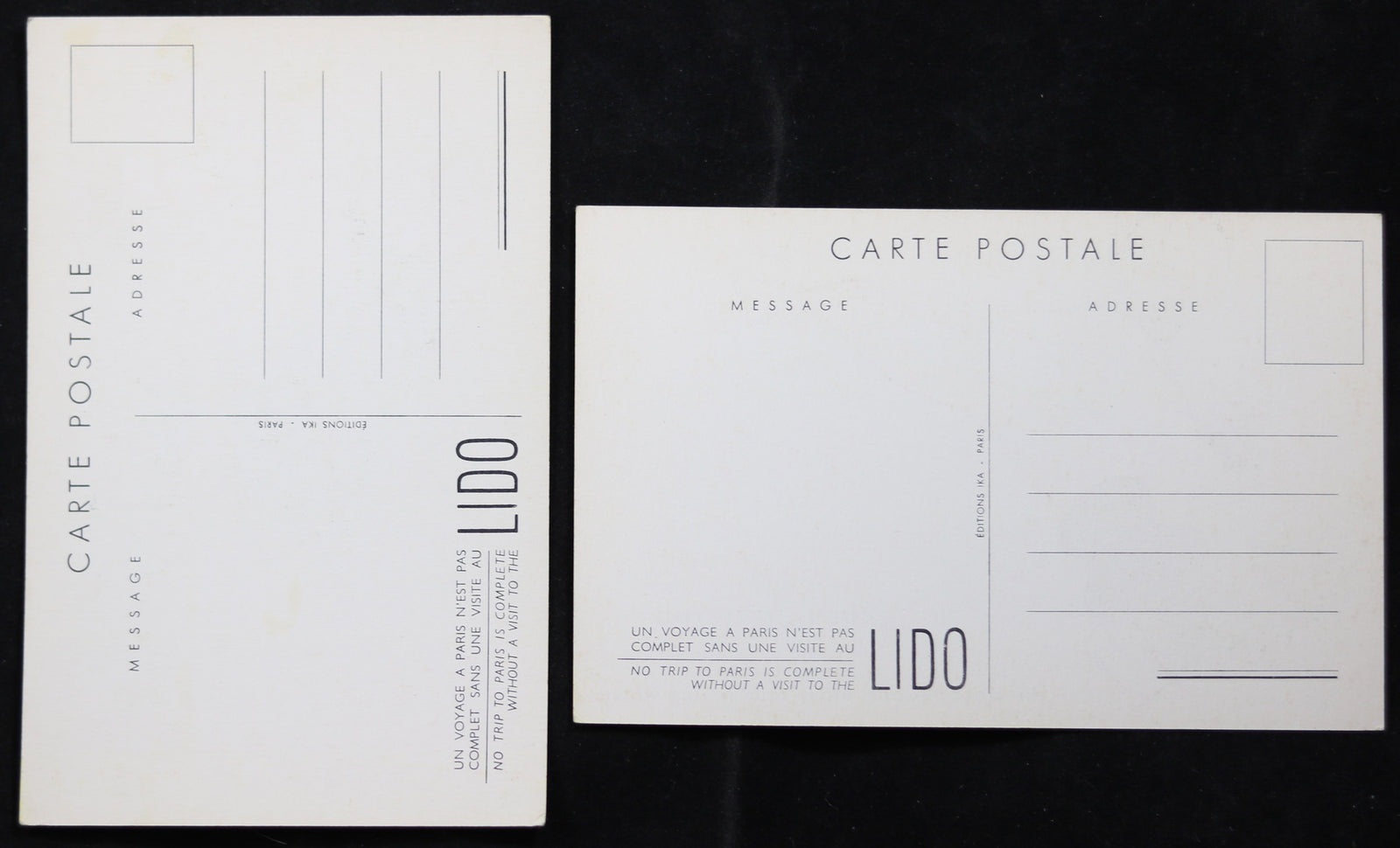 Deux cartes postales Cabaret Lido Paris, signé Brenot