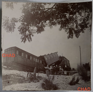Deux photos déraillement train route de Digon @1910