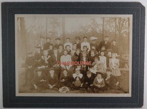 Early 1900s Ontario photo of kids & adults in forest, picnic