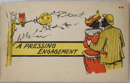 Early 1900s  Black Americana postcard ‘A pressing engagement’