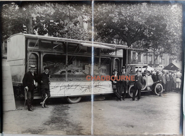 Early 1900s France photo of truck advertising CN Rail tours to Canada