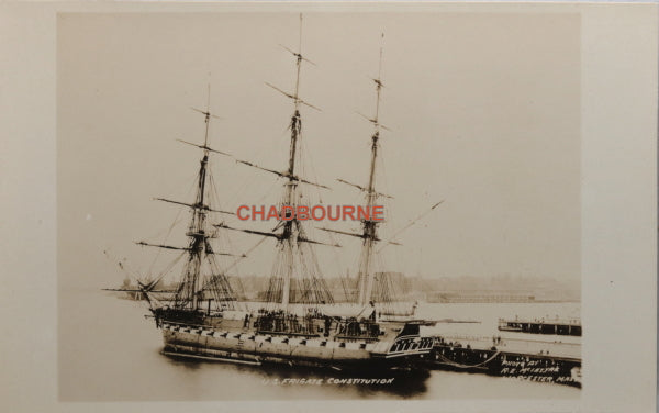 Early 1900s photo postcard of U.S. Constitution,  Massachusetts