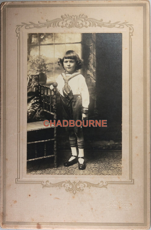 Early photo of standing young boy in uniform, Staten Island NY