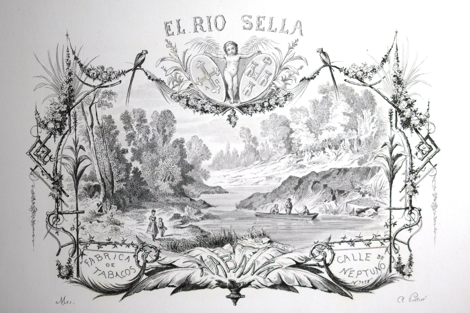 El Rio Sella Cuban cigar label design print @late 1800s