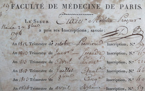 Empire Paris lot de 4 documents, Faculté de Médicine 1812-1816