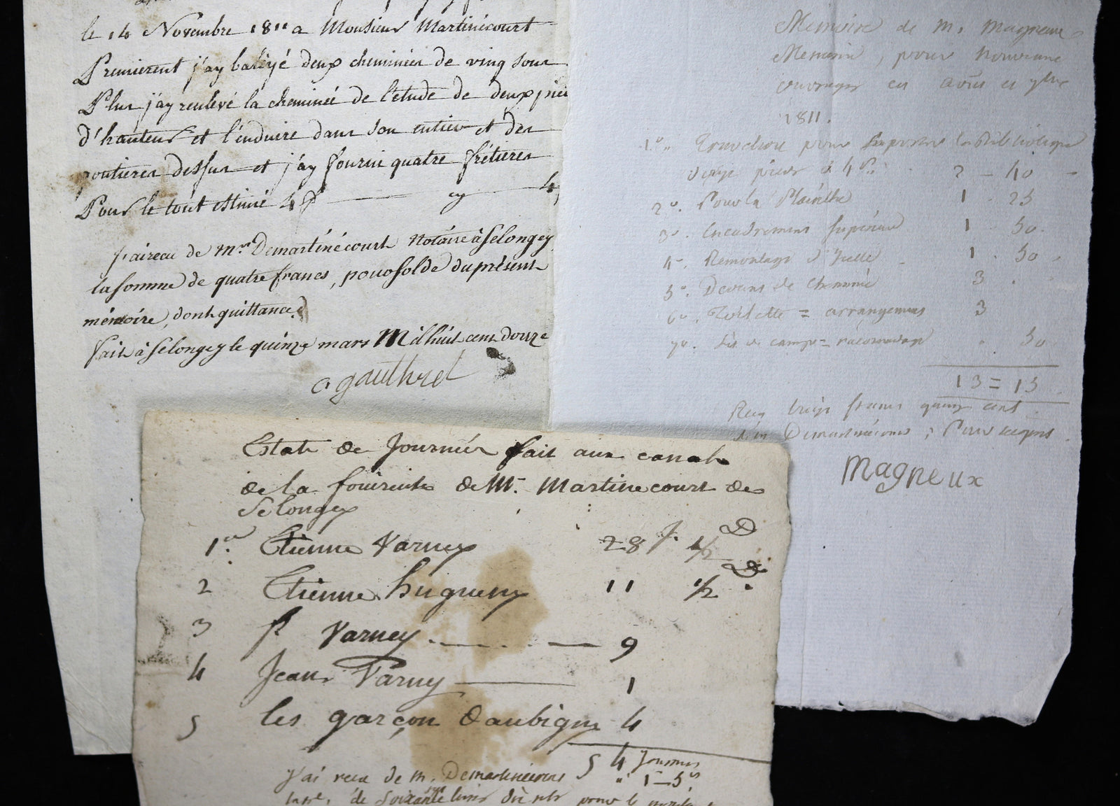 Empire lot #1 divers quittances 1807-1813