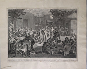 Engraving of Canadian Aboriginal funeral by Picart (1723-43)