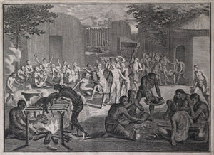 Engraving of Canadian Aboriginal funeral by Picart (1723-43)