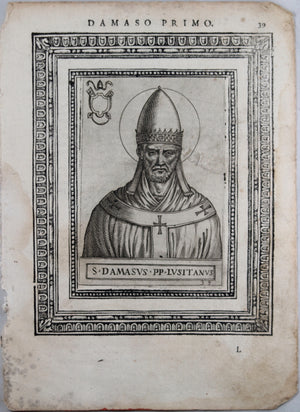 Engraving of Pope Damaso Primo by de'Cavalieri 1587