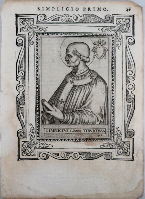 Engraving of Pope Simplicio Primo by de'Cavalieri 1587