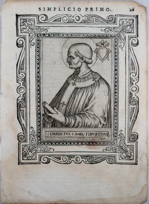 Engraving of Pope Simplicio Primo by de'Cavalieri 1587