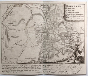 Estampe Carte du Bataille de Bouchain 12 septembre 1711
