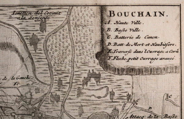 Estampe Carte du Bataille de Bouchain 12 septembre 1711