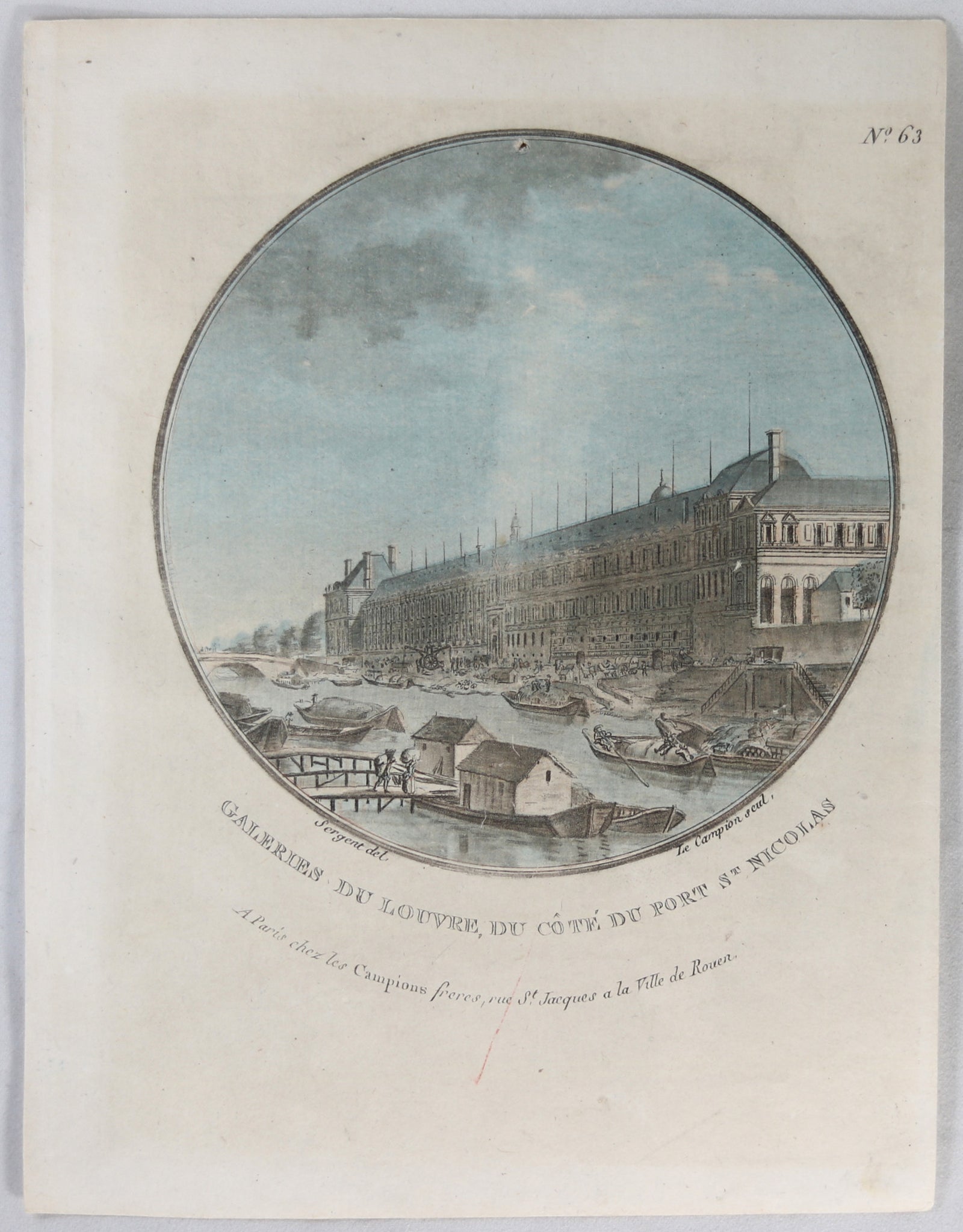Estampe ‘Galeries du Louvre’ par Le Campion @1790