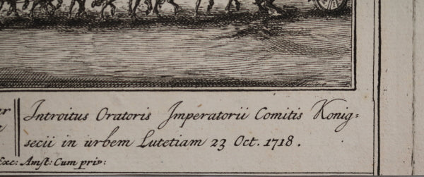 Estampe image entré de l'ambassadeur Néerlandais à Paris 1718 @1730 Estampe image entré de l'ambassadeur Néerlandais à Paris 1718 @1730