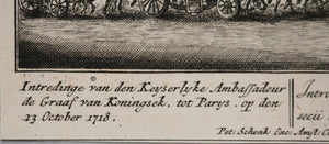 Estampe image entré de l'ambassadeur Néerlandais à Paris 1718 @1730