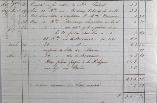 Facture Paris Martell, Boulevard des Italiens (1828-29)