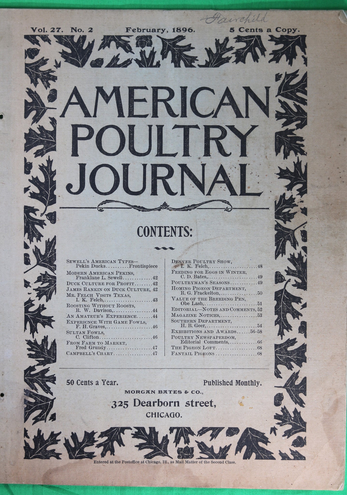 February 1896 American Poultry Journal February 1896 American Poultry Journal