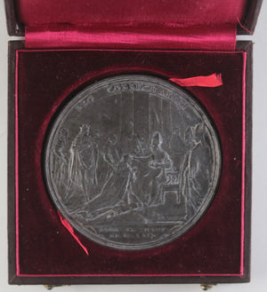France 1775 médaille en plomb commémoration sacre Louis XVI à Reims