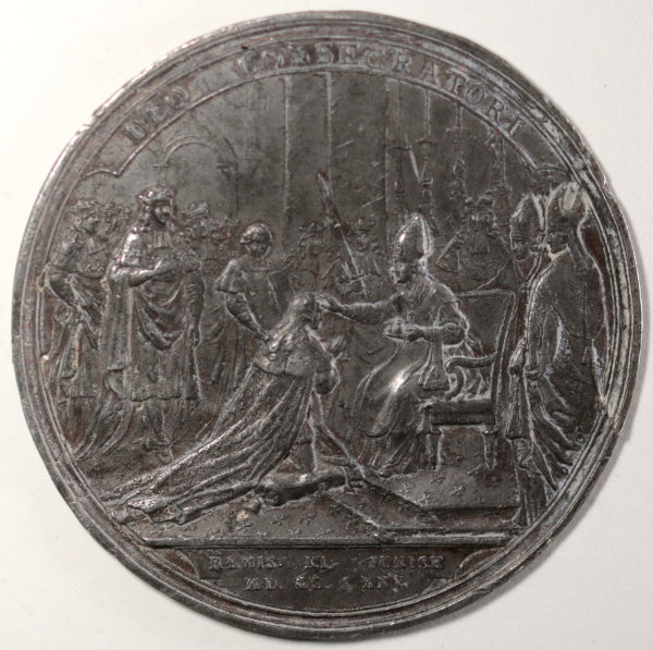 France 1775 médaille en plomb commémoration sacre Louis XVI à Reims