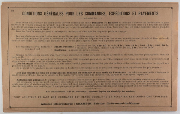France 1888 Château Salettes - prix vignes Américaines-anciens (vin)