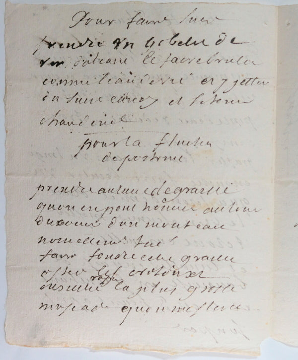 France 18e/17e recette pour médicaments, rhume et fluxe