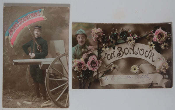France 1916-1923, lot de six (6) cartes postales militaires patriotiques France 1916-1923, lot de six (6) cartes postales militaires patriotiques