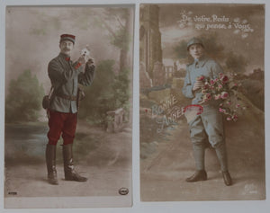 France 1916-1923,  lot de six (6) cartes postales militaires patriotiques