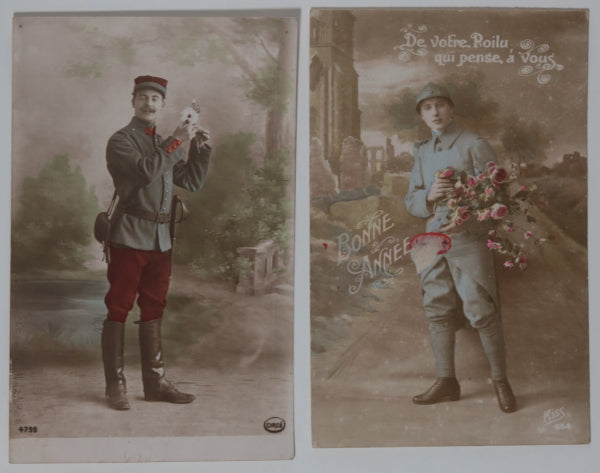 France 1916-1923, lot de six (6) cartes postales militaires patriotiques France 1916-1923, lot de six (6) cartes postales militaires patriotiques