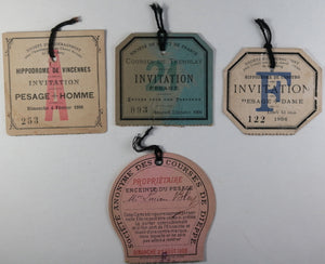 France 7 cartes d’entrée pour hippodrome, course au cheval 1905/1906