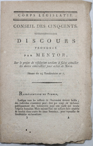 France 1798 discours anti-esclavage par député noir au Conseil des 500 