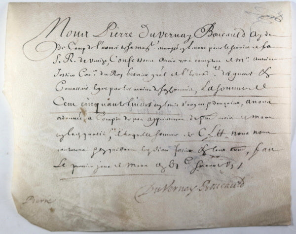 France 17eme, quittance pour Pierre Duvernay-Boucauld 166?