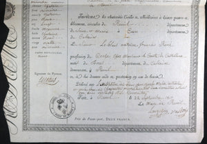 France 1817 Reuil, passport pour un coché du Comte de Castellane