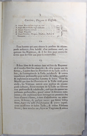 France document sur récompenses militaires 1776 (Louis XVI)