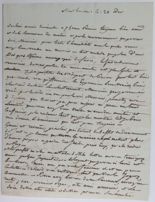 France, lettre de La Roche Aymon, cardinal et grand aumônier de France