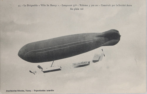 France trois cartes postales, dirigeable « Ville de Nancy » c.1909