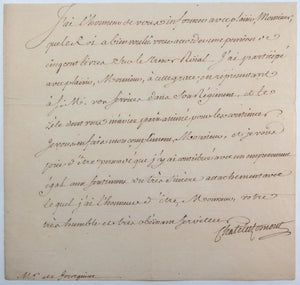 France c. 1768 lettre d'Haraucourt duc du Châtelet (guillotiné 1793)