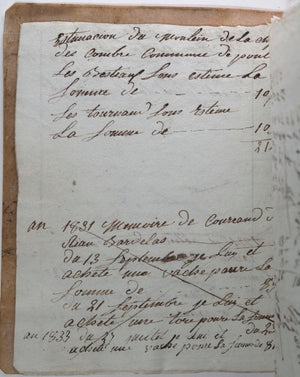 France livre de comptes d'agriculteur 1822-1835, couvert parchemin16e