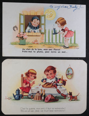 France lot d 5 cartes postales Patt  humoristiques avec enfants c.1942