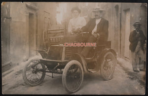 France photo couple dans automobile Georges Richard Tonneau c. 1900