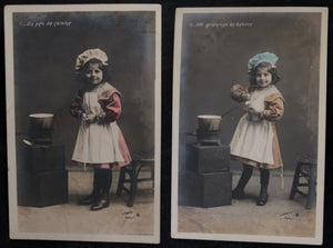 France series of 5 postcards, story of girl cooking and magic c. 1906