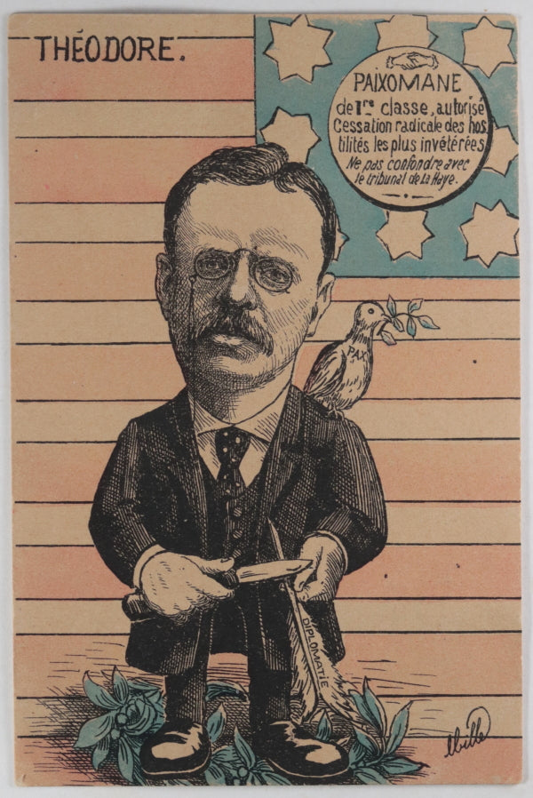 French postcard depicting Theodore Roosevelt as peacemaker c. 1908