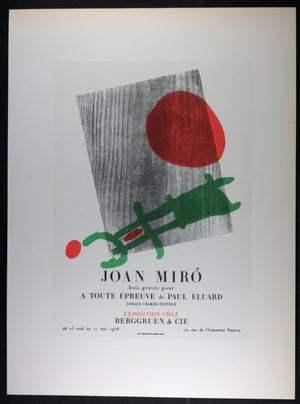 French poster for exhibition Joan Miró engravings Paris 1958 (Repro)