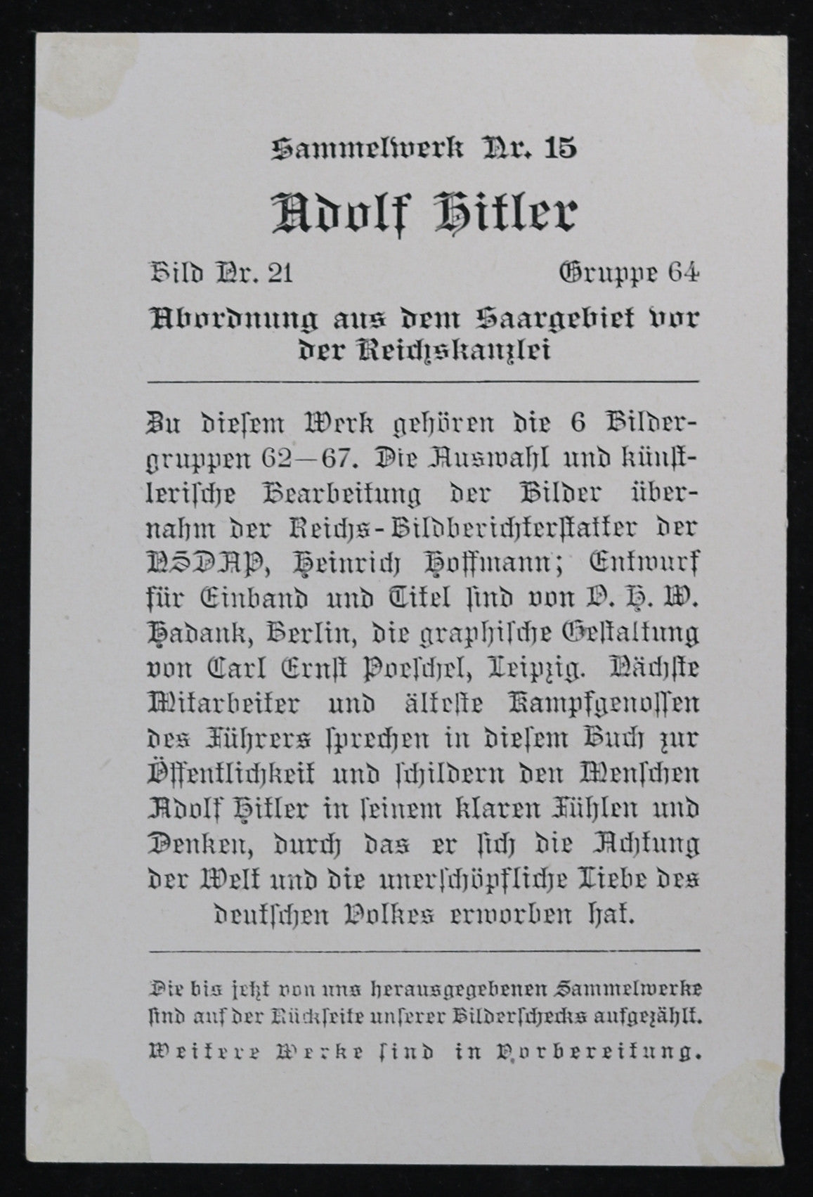 German propaganda photograph Hitler before crowd Berlin (Saar) 1935