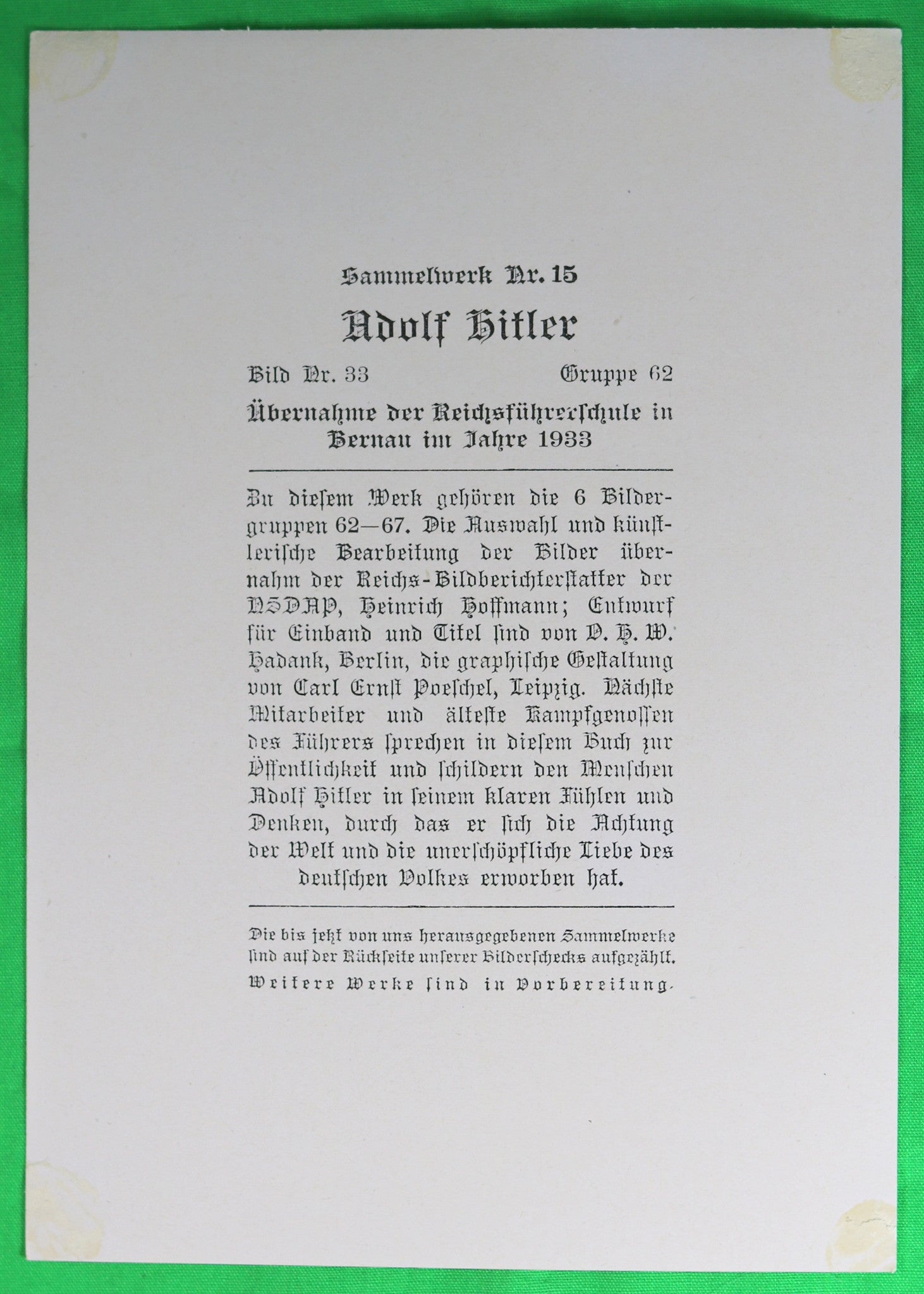 German propaganda photograph, Hitler takeover of Leadership School 1933