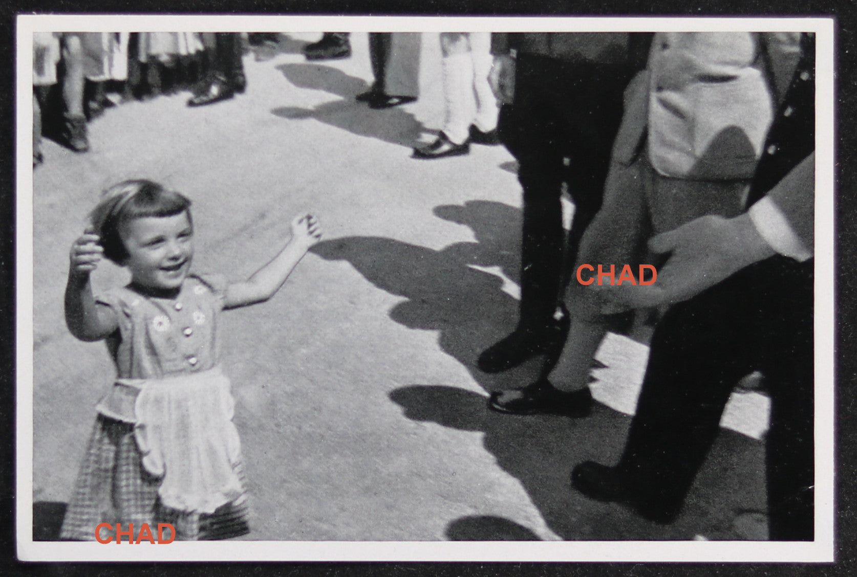 German propaganda photograph young girl meeting Hitler @1935