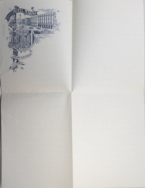 Grand Hotel Marini Rome - Letterhead paper and envelope (early 1900's)