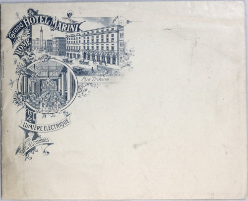 Grand Hotel Marini Rome - Letterhead paper and envelope (early 1900's)